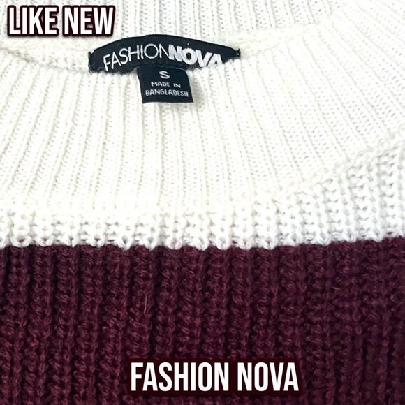 Like New Fashion Nova Autumn Dreams Striped Sweater - Burgundy/combo - S - Picture 4 of 8
